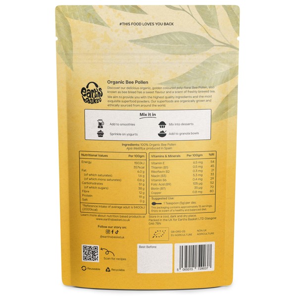 EARTHS BASKET Earths Basket Organic Bee Pollen Granules - Raw