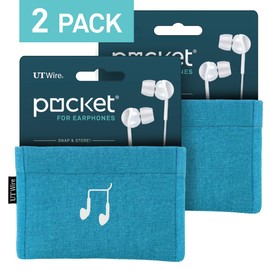 UT Wire Pocket Earbud Earphone Case Pouch Bag Organizer (Blue) - 2 Pack