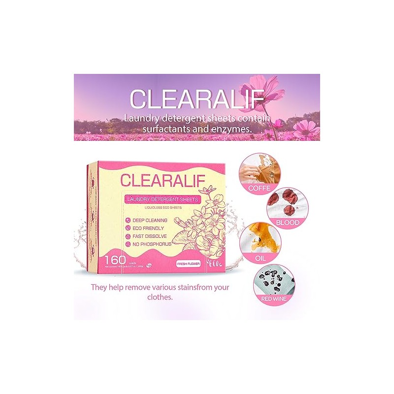 Laundry Detergent Sheets Up to 160 Loads, Fresh Flower -