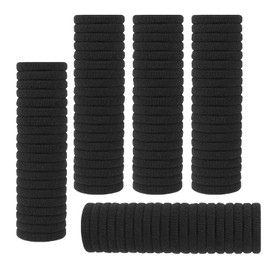 100 Pack No Damage Solid Hair Ties For Women Thick Hair,Soft Seamless Colorful Ponytail Holders for Girls,Elastic Hair Bands (Black)