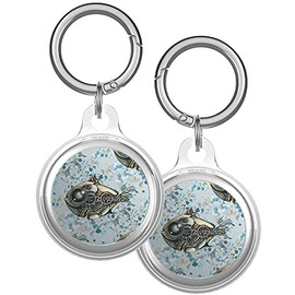 XtremePads Case, Compatible with Apple Airtags Finder - Protective Soft TPU Keychain Cover, for Pets, Bags, Keys (Image Fish Style Steampunk Watercolor)