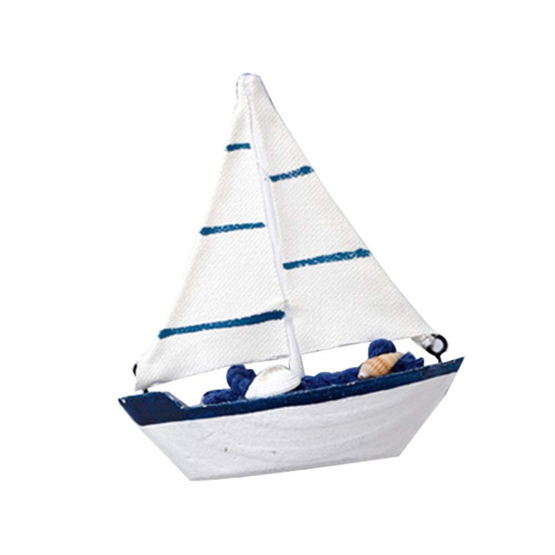 VOSAREA Wooden Sailboat Ornament Sailboat Model Beach Nautical Decoration