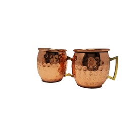 Buddha4all 2 Oz. Solid Copper Mini Moscow Mule Shot Mug Set Copper Hammered Shot Glass Set (4)