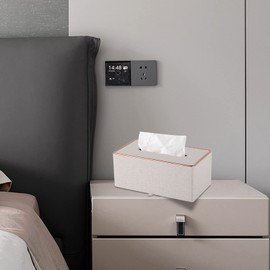 XNONE Tissue Box Cover Linen Tissue Box Holder Rectangle Tissue Organizer Napkin Dispenser for Home,Office,Restaurant,Dresser,Car,Bathroom Decor (Beige)