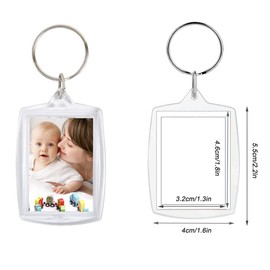BetterJonny 20Pcs Acrylic picture Keychain Blanks Photo Keychain Clear in Photo Keychain Acrylic Picture Frame Keyrings (Rectangle)