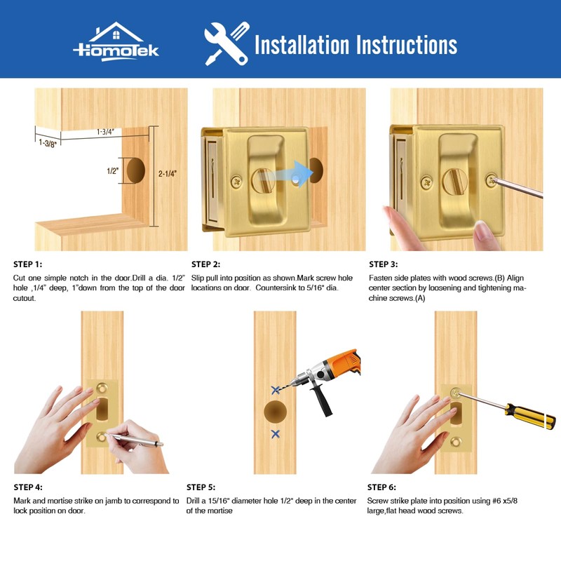 HOMOTEK 2 Pack Privacy Sliding Door Lock with Pull -