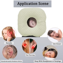Wuronsa Ear Piercing Pillow for Side Sleepers, Pillow with an Ear Hole for CNH and Ear Pain Ear Inflammation Pressure Sores, O-Shaped Side Sleeping Pillow, Ear Guard Pillow (Cream)
