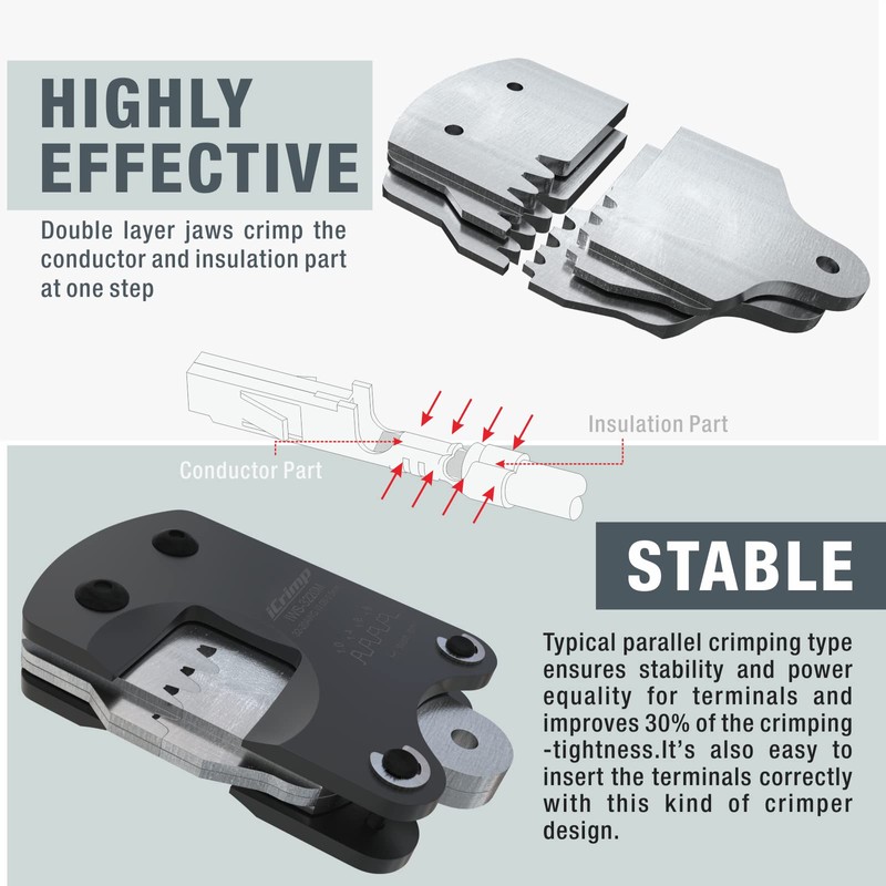 iCrimp Micro Connector Pin Crimping Tool 0.03-0.5mm² Ratcheting Crimper for