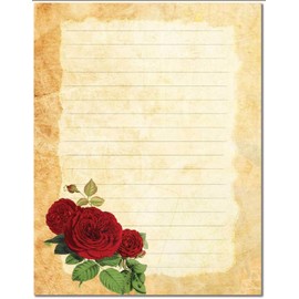 The Image Shop - Red Rose Lined Letterhead - Laser & Inkjet Copy and Printer Paper - 8.5" x 11" Ready to Print - 25 Pack