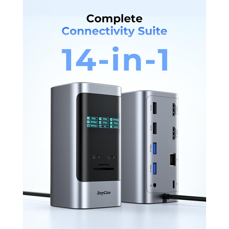 RayCue 14 in 1 Docking Station Dual Monitor, 2 *
