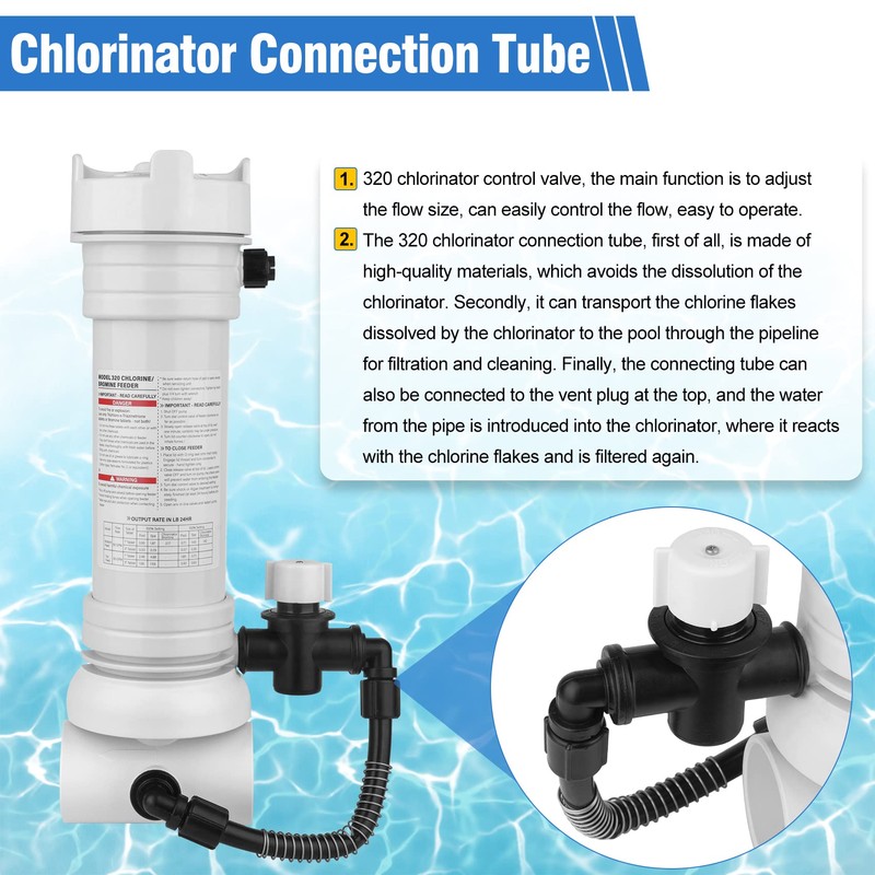 Upgraded 320 Pool Chlorinator Automatic Chlorine/Bromine Inline Feeder Compatible with