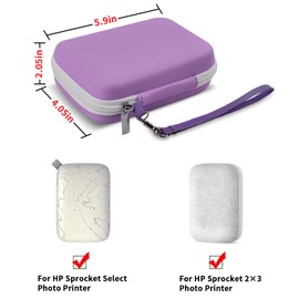 Boobowl Case Compatible with HP Sprocket Portable 2x3/ Select 2.3x3.4/ 2nd Edition Printer, Travel Carrying Organizer Holder Fits for Zink Photo Paper, USB Cable and More Accessories (Box Only) - Purple