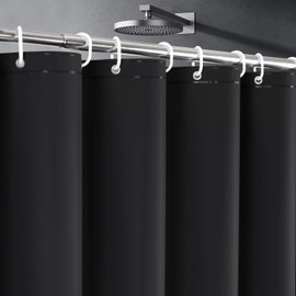 UFRIDAY Black Shower Curtain Liner Premium PEVA 72 x72 inch,Heavy Duty Shower Curtain with 3 Weighted Magnets, Plastic Waterproof Grey Shower Curtains for Bathroom with 12 Hooks