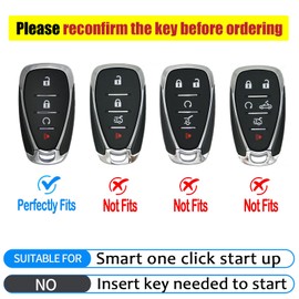 CHATYYD for Chevy Equinox Key fob Cover with Keychain,Soft Leather Car Key Case for 2018-2023 Chevy Equinox Spark Trailblazer Traverse Trax Accessories(3 Buttons)(Blue)