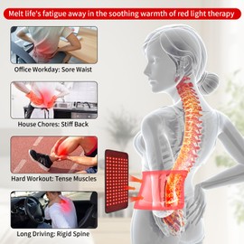 Red Light Therapy for Body, Infrared Red Light Therapy Waist Belt with Timer, 660nm/850nm LED Bead Wearable Wrap for Back Knee Hip Shoulder Muscle Relaxation 17.8"x 8.3"