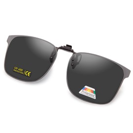 JO Flip Up Sunglasses, Men's, Polarized Clip-On Over Glasses, Ultra Lightweight, UV400, Wide Wide, For Driving, Popular, Fishing, Clip-on Sunglasses, gray