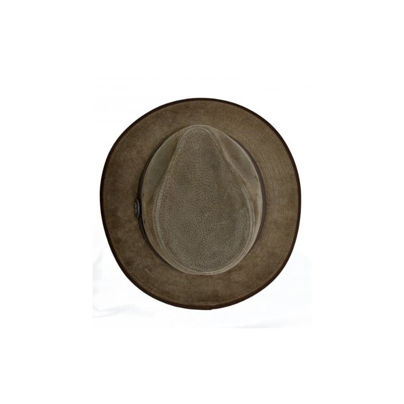EUREKA Fedora Indiana Jones Pigskin Leather Hat - BROWN -