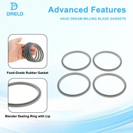 DRELD 4Pcs Milling Blade Gaskets Replacement for Nutribullet Seal Rings Gaskets with Lip, Rubber Ring Compatible with Nutribullet 600/900 Series Blender (Pack of 4)