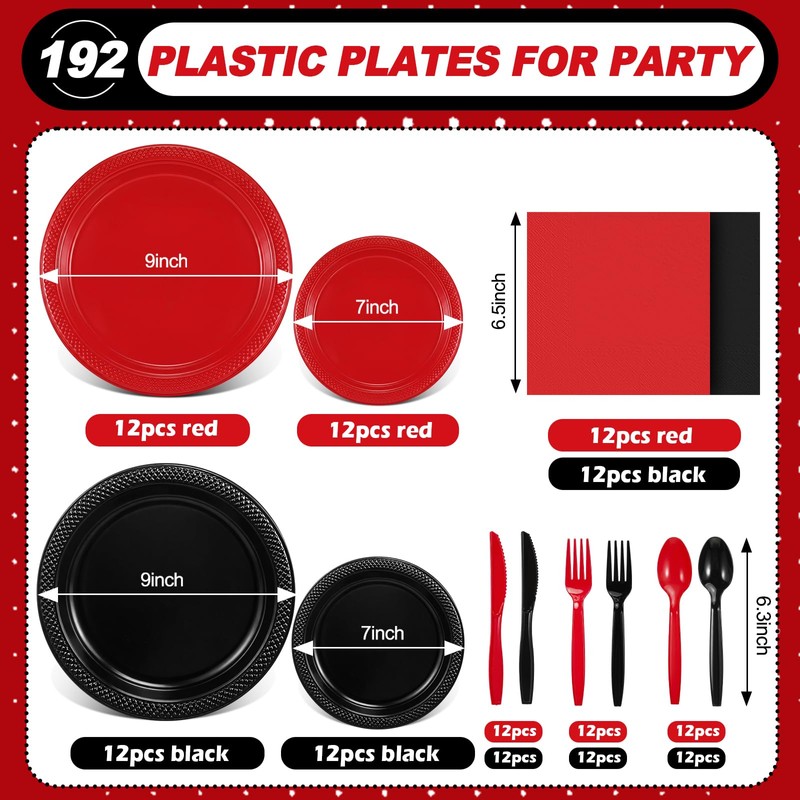 Uiifan 144 Pcs Plastic Plates for Party Set 9" Dinner