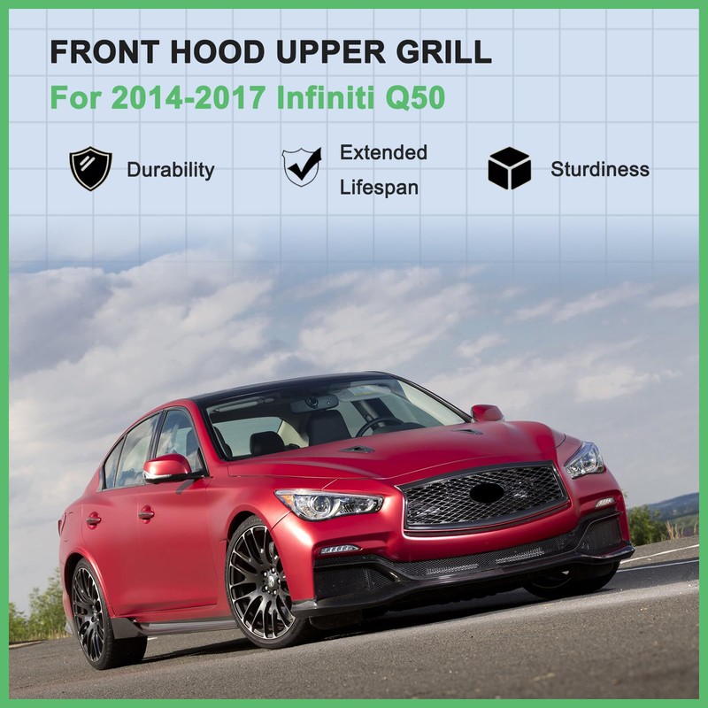 MATMACRO Gloss Black Grille For Infiniti Q50 Front Hood Upper