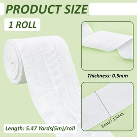 BENECREAT 5.47 Yards Cotton Twill Tape Ribbon, 3-1/8 Inch Wide White Sewing Twill Ribbon Herringbone Webbing Tape Soft Natural Twill Tape for DIY Craft Making