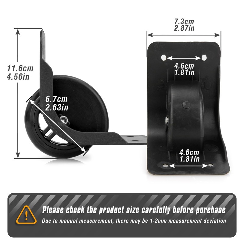 Zoofen Luggage Replacement Wheels 2 pcs Rear Wheels for Suitcase