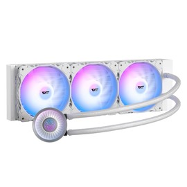 darkFlash DNA360A AIO CPU Liquid Cooler, High-Performance Pump, ARGB Sync, PWM Fans, with Customizable darkFlash Logo Display, Compatible with Intel 1700/1200/115X, AMD AM4/AM5 (White, 360mm AIO)