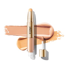 ICONIC LONDON Radiant Concealer & Brightening Duo | Creamy Liquid + Brightening Crayon Dual Ended Concealer, Cruelty Free, Vegan Makeup (Cool Light) 0.08 oz