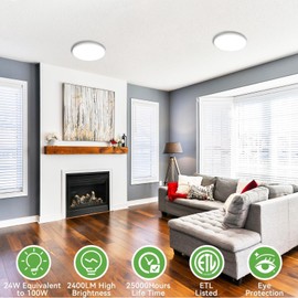 zemty LED Ceiling Light Flush Mount Super Slim 9 Inch 24W 2400lm Ceiling Lights with 3 Color Temperature in One 3000k/4500k/6000K - Round Flat Light Fixture for Kitchen Hallway (1Pack, White)