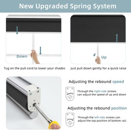 ChrisDowa Cordless Blackout Roller Shade with Spring System Room Darkening UV Protection Jacquard Fabric Blackout Blinds for Indoor Window Shades Pull Down for Home and Office, Black, 30" W x 72" H