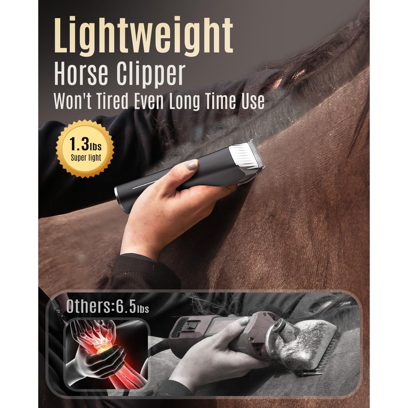 oneisall Horse Clippers,Low Noise Horse Trimmer Shaver Kit for Matted