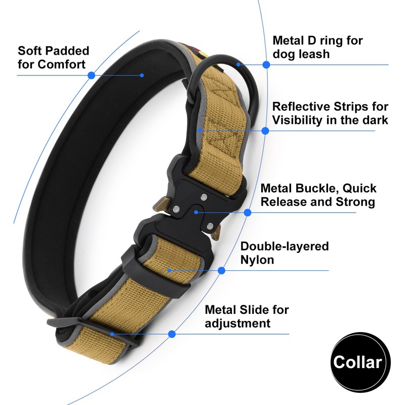 PLUTUS PET Collar Táctico para Perro, Reflectante, Collar para Perro