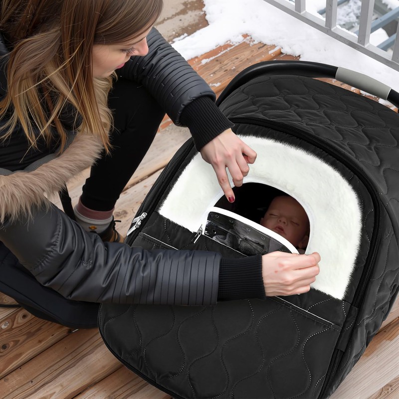 Winter Baby Car Seat Cover, Waterproof, Windproof Warm Fleece Breathable