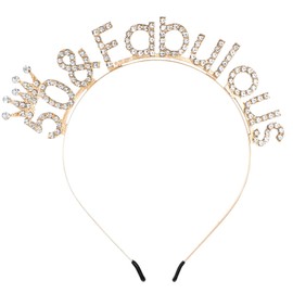 50th Birthday Headbands for Women, Fabulous Birthday Headband Gold Birthday Crown and Tiara Gifts for Mom's 50th Birthday Celebration