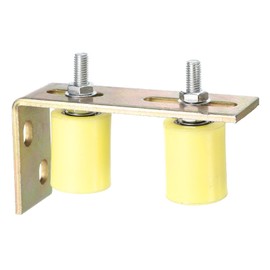 uxcell 1Set Slide Gate Guide Roller, 1-5/8" Dia x 2" Length Nylon Rollers Gate Support Assembly with L-Rear Post Bracket, Universal Ball Bearing Gate Guider for Sliding Door, Yellow