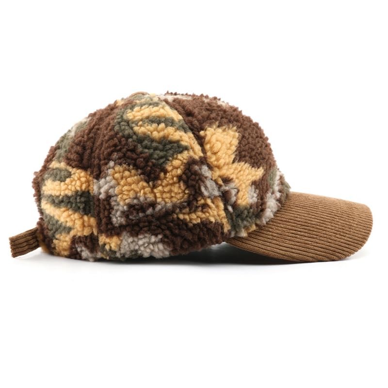 VPTMRP Camouflage Corduroy Hat Fluffy Baseball Cap Warm Hat Adjustable