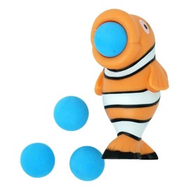 Hog Wild Clown Fish Popper Toy - Christmas Stocking Stuffer Includes 4 Soft Foam Balls - Squeeze to Pop Air Powered Balls Up to 20 Feet - Safe for Indoor/Outdoor Play - Gift for Kids, Girls, Boys