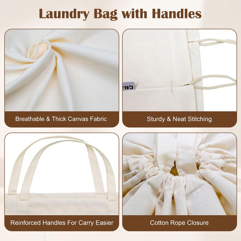 CALACH Canvas Laundry Bag 33"Lx 35"H, Thick Cotton Laundry Bag