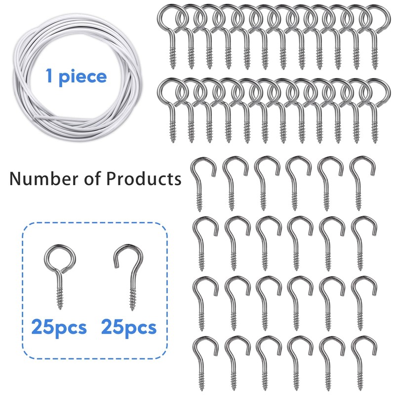 Net Curtain Wire and Hooks Set 10M Curtain wire and
