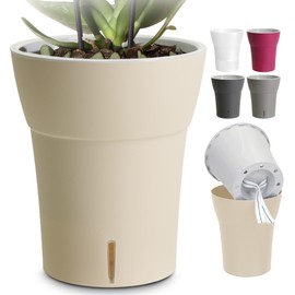 Happy Plants Orchid Pot D 14.7 cm Flower Pot with Integrated Water Level Indicator, Self-Watering Flower Pot with Wick, Self-Watering System for Orchids - Canvas, 2 Litres