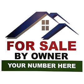 Custom For Sale By Owner Yard Sign, FSBO, Printed 2 Sided - 18 x 24, Wire H Stake Included - Outdoor, Weather Resistant Corrugated Plastic