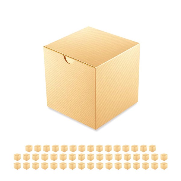 PACKQUEEN Gold Gift Boxes 50 Pack 4x4x4 Inches, Candles Gift Boxes with Lids, Bridesmaid Proposal Boxes, Gift Boxes Bulk for All Occasions (Glossy Gold, Grain Texture)