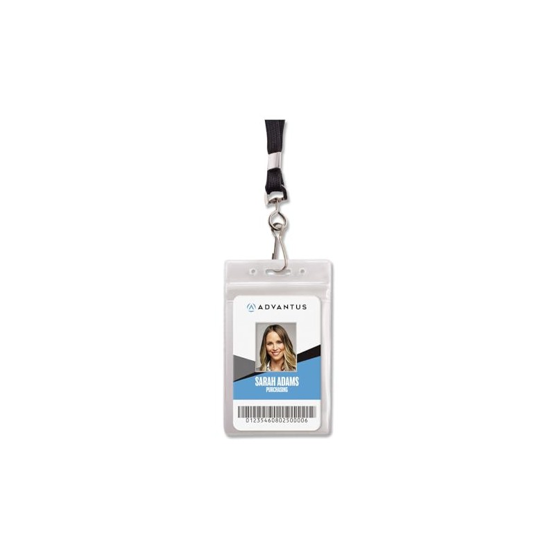 Advantus ID Holder/Lanyard Combo Pack - Vertical - Vinyl -