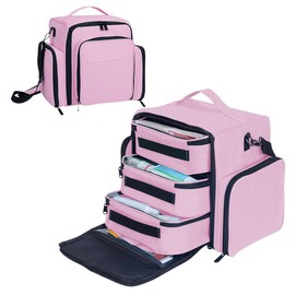 BAOMANYUHA Large Makeup Bag Cosmetic Case Organizer with 3 Inner Removable Pouches Multifunctional Travel Train Storage,Pink