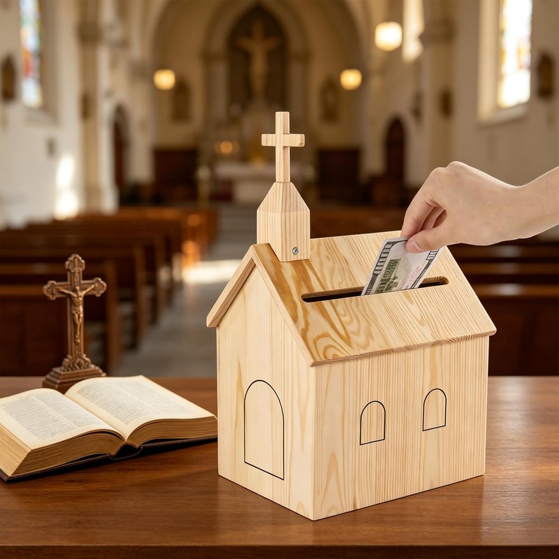 Dmnnlp Offering Boxes for Church, Cross Prayer Request Box with