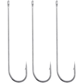 Dr.Fish 100 Pack Aberdeen Hooks Extra Long Shank Hooks Light Wire Fishing Hooks High Carbon Steel Bait Hooks Freshwater Fishing Tackle for Trout Bass Pike Salmon Walleye Size 1/0