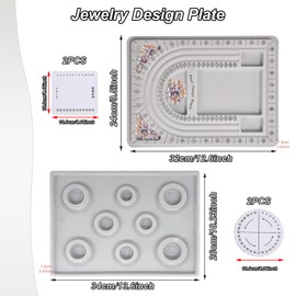 Pack of 2 Bead Board for Bracelets, Necklace and Bracelet, Design Board Bracelet, Design Plate for Beads, Weaving Tool, Necklace, DIY Jewellery Making,