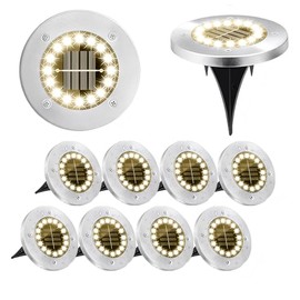 T-FOUR 8 Piezas Luz Subterránea Solar de 16 LED, Luces Solares para Jardín, Luces de Suelo LED Solares, Impermeables y Duraderas, Adecuadas para Patio