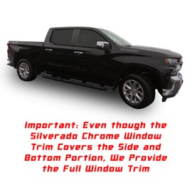 Window Trim Chrome Delete Blackout Precut Vinyl Wrap Overlay Kit Compatible with & Fits Silverado Crew Cab 2019 2020 - Carbon Fiber Black