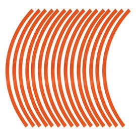 Partuto 16 Pcs Wheel Rim Stickers Arc-Shape Car Wheel Rim Tapes Decoration Stickers for 17"-19" Rim Orange PET